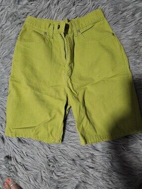 Bright Lime Green High-Waist Shorts